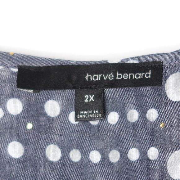 Harve Bernard Wrap Blouse Plus Size 2X Blue Circles Gold Specks NR HBW789P - Picture 3 of 8